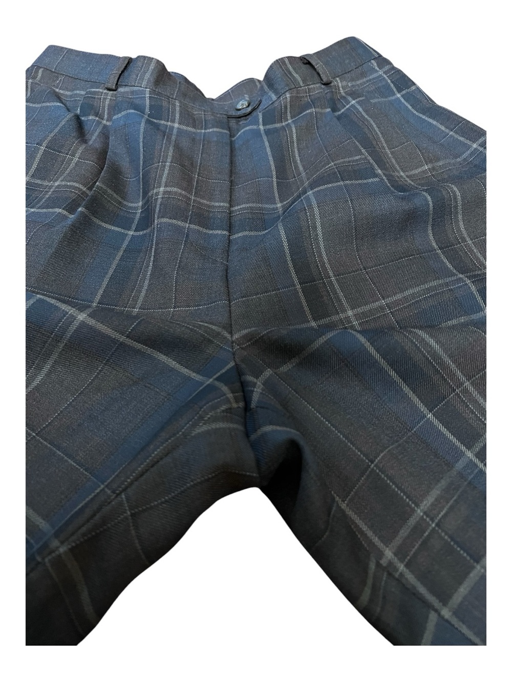 VINTAGE LAUREN RALPH LAUREN Y2K Womens Wool Brown Plaid Cuffed Pants Size 12 - Picture 7 of 12